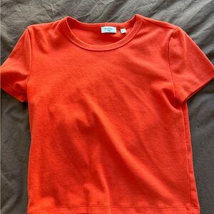 Aritzia Sunday Best Orange Short Sleeve Crewneck Tee